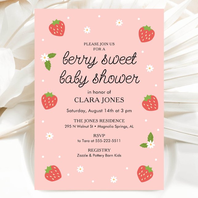 Invitación Berry Sweet Baby Shower Strawberry (Subido por el creador)