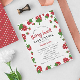 Invitación Berry Sweet Baby Shower Strawberry Cute Moderno