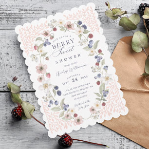 Invitación Berry Sweet Baby Shower Wild Berries & Flowers