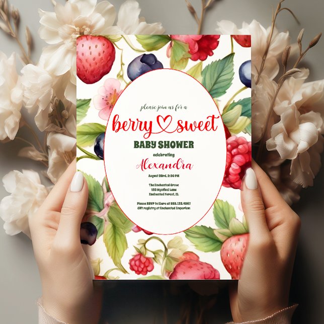 Invitación Berry Sweet Baby Shower Wild Berries & Flowers (Subido por el creador)