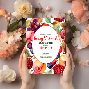 Invitación Berry Sweet Baby Shower Wild Berries & Flowers