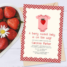 Invitación Berry Sweet Baby Strawberry Gingham Bodysuit