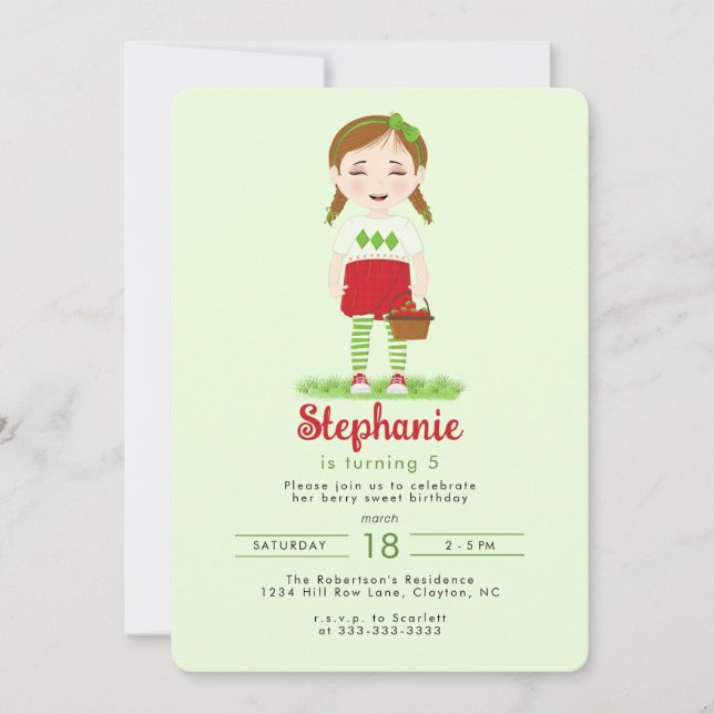 Invitación Berry Sweet Birthday (Anverso)