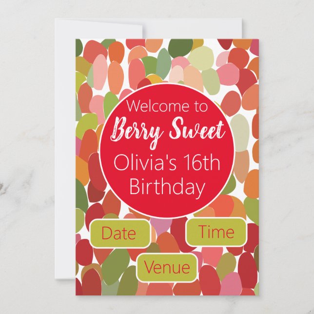 Invitación Berry Sweet Birthday (Anverso)