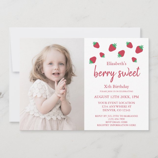Invitación Berry Sweet Birthday (Anverso)