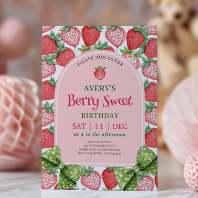 Invitación Berry Sweet Birthday Party Strawberry Birthday  (Subido por el creador)