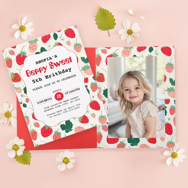 Invitación Berry Sweet Birthday plegado (Subido por el creador)