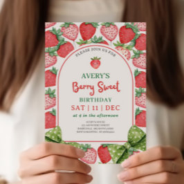 Invitación Berry Sweet Birthday Strawberry Party Invitation
