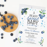 Invitación Berry Sweet Blueberry Baby Shower<br><div class="desc">Esta invitación a la ducha de bebés con arándanos es perfecta para celebrar la llegada de un "Berry Sweet Baby". El diseño está decorado con delicados arándanos de color azul acuático, lo que crea un ambiente encantador y caprichoso. La invitación impresionará a sus invitados y marcará el tono para una...</div>