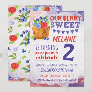 Invitación Berry Sweet Blueberry Fruit Cumpleaños