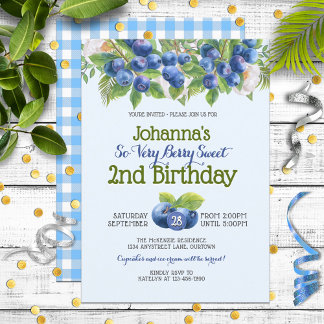 Invitación Berry Sweet Blueberry Tema Chica Cumpleaños