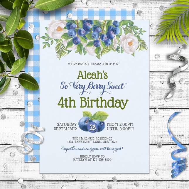 Invitación Berry Sweet Blueberry Tema Chica de cumpleaños (Subido por el creador)