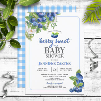 Invitación Berry Sweet Blueberry Theme Baby Shower