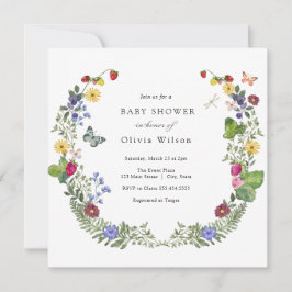 Invitación Berry Sweet Boho Wildflower Baby Shower