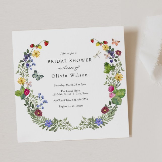 Invitación Berry Sweet Boho Wildflower Bridal Shower (Subido por el creador)