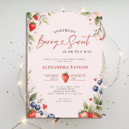 Invitación Berry Sweet Botanical Berries Pink Baby Shower