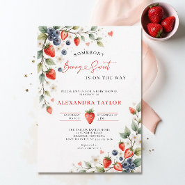 Invitación Berry Sweet Botanical Berries Vines Baby Shower
