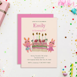 Invitación Berry Sweet Bunny Buddies | Cumpleaños Rosa