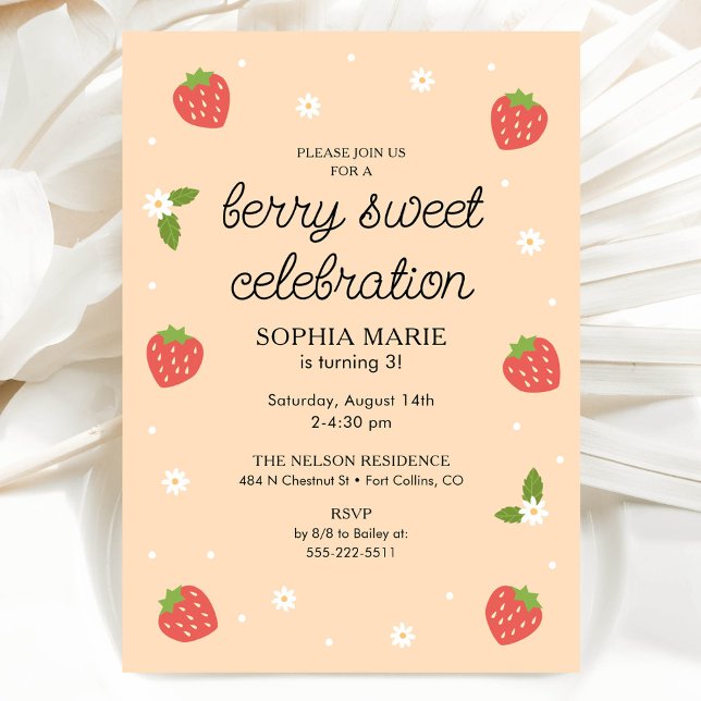 Invitación Berry Sweet Celebration Strawberry Birthday Peach (Subido por el creador)