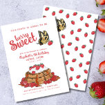 Invitación Berry Sweet Chica Birthday Brunch<br><div class="desc">Una de las invitaciones a una agradable fiesta de cumpleaños con dulces de bayas presenta un dibujo de gofres de fresa adornados con una mariposa de bonito, lo que da un tono perfecto para una fiesta de cumpleaños de fresa. Fácilmente editable, personaliza esta invitación con sus detalles para una experiencia...</div>