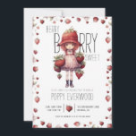 Invitación Berry Sweet Chica Birthday Party<br><div class="desc">Bienvenidos a una fiesta especial de cumpleaños para un chica dulce de berry, que incluye una niña recién salida del parche de fresa lista para una celebración. Perfecto para edades de entre 1 y 5 años. ¡Un delicioso rosa y rojo! cumpleaños de chica. Patrón de fresa roja rosada en la...</div>