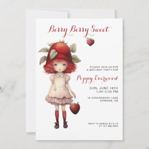 Invitación Berry Sweet Chica Ilustración fiesta de cumpleaños