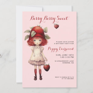 Invitación Berry Sweet Chica Ilustración fiesta de cumpleaños