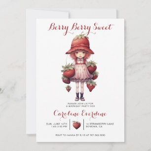 Invitación Berry Sweet Chica Ilustración fiesta de cumpleaños