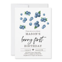 Berry Sweet First Birthday Boy Blueberry Invite