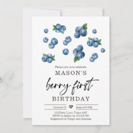 Invitación Berry Sweet First Birthday Boy Blueberry Invite