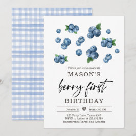 Invitación Berry Sweet First Birthday Boy Blueberry Invite