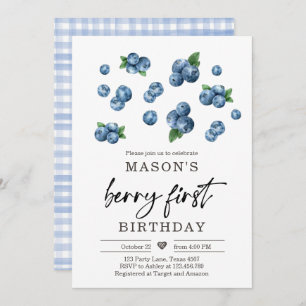Invitación Berry Sweet First Birthday Boy Blueberry Invite