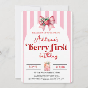 Invitación Berry Sweet First Birthday con foto