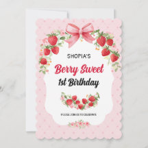 Berry Sweet First Birthday Invitation