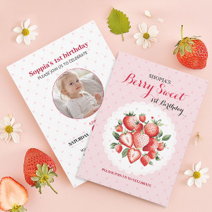 Invitación Berry Sweet First Birthday Invitation