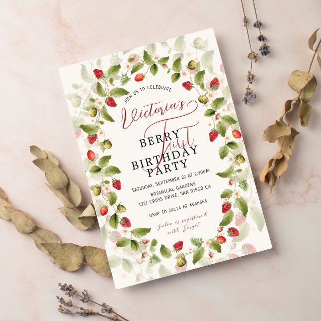 Invitación Berry Sweet Fresh Wild Strawberry Photo Birthday (Subido por el creador)