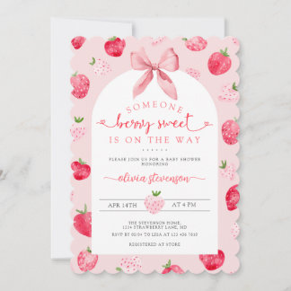 Invitación Berry Sweet Girl QR Code All in One Baby Shower