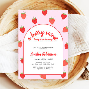Invitación Berry Sweet Girly Strawberry Baby Shower
