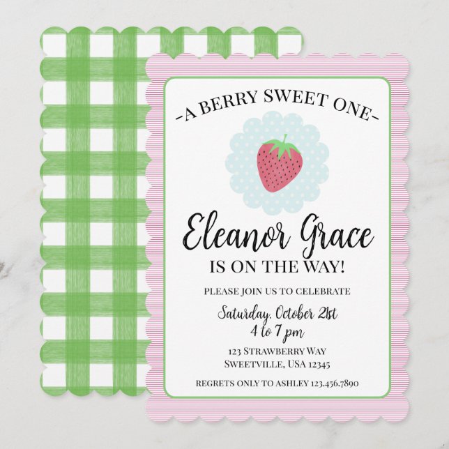 Invitación Berry Sweet One Baby Shower (Anverso / Reverso)