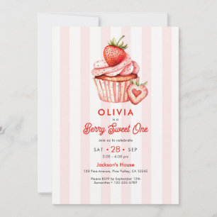 Invitación Berry Sweet One Cumpleaños de niña de un año