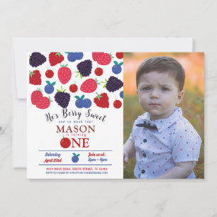 Invitación Berry Sweet One First Birthday Boit Fruit