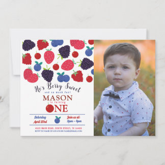 Invitación Berry Sweet One First Birthday Boit Fruit