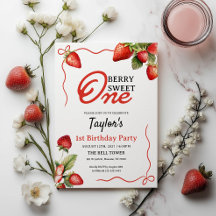 Berry Sweet One First Birthday Invitation