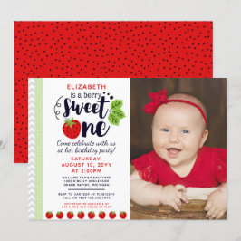 Invitación Berry Sweet ONE Strawberry Baby First Birday