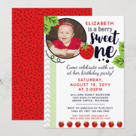 Invitación Berry Sweet ONE Strawberry Baby First Birday Inv