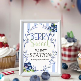 Invitación Berry Sweet Paint Station Rótulo de arándano azul