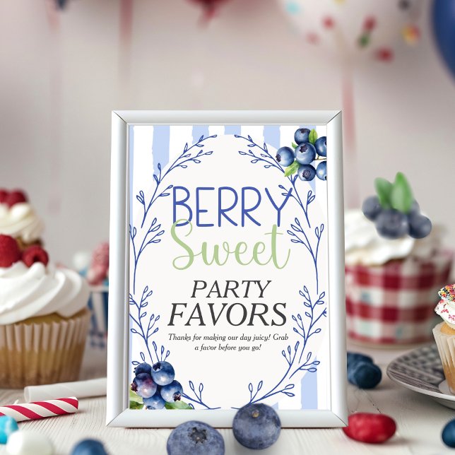 Invitación Berry Sweet Party Favor Blueberry Rótulo (Berry Sweet Party Favor Blueberry Sign )