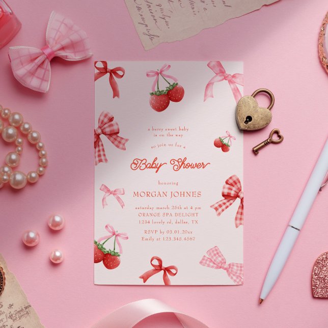 Invitación Berry Sweet Pink Coquette Baby Shower (Subido por el creador)