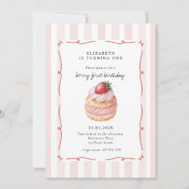 Invitación Berry Sweet Pink First Birday