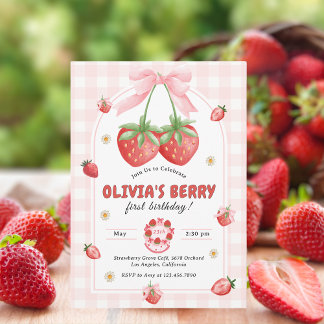 Invitación Berry Sweet Pink Primer Fiesta de cumpleaños